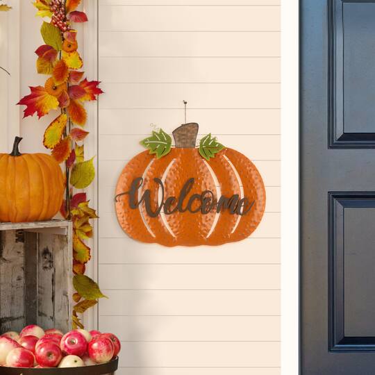 Glitzhome® Metal Welcome Pumpkin Yard Stake